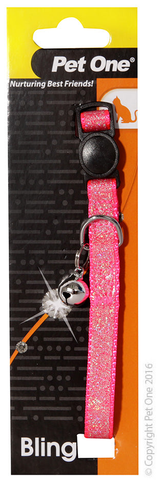 Pet One Collar - Cat Sparkle With Breakaway Pink [colour:pink]