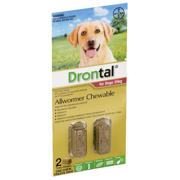 Drontal Dog Chew 35kg 2pk Chewable